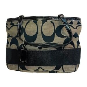 Coach Black Signature Canvas Gallery Tote Bag Purse Handbag Designer